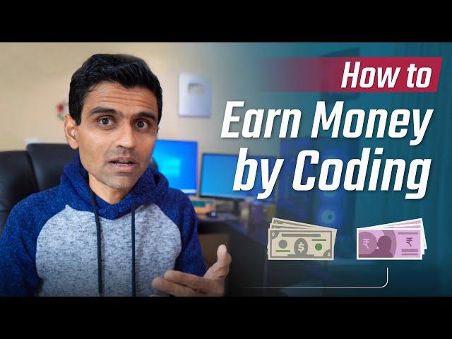 A man sits at his computer explaining how to make money by coding.